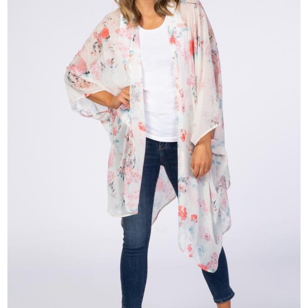 NWT! Maternity Kimono white floral